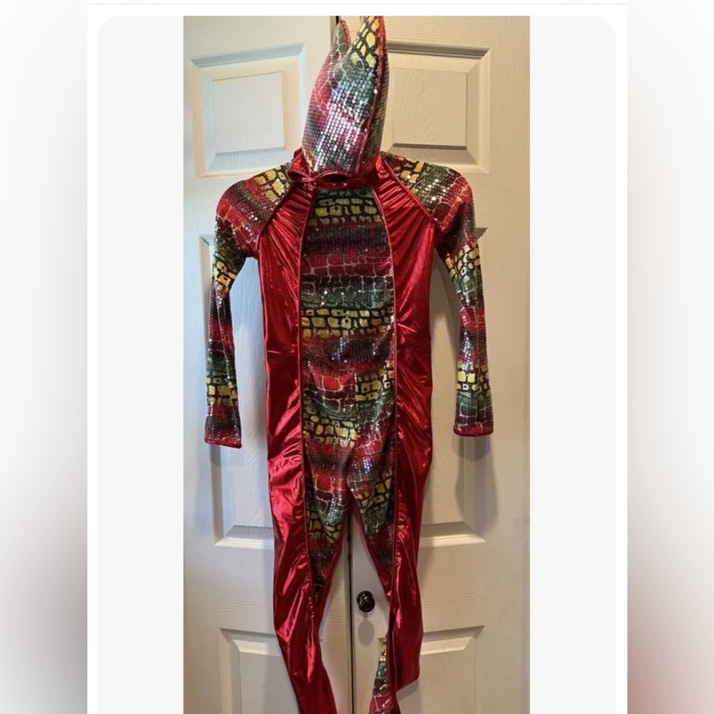 Art stone costume. Size child, medium   Jungle animal print. Attached headpiece.